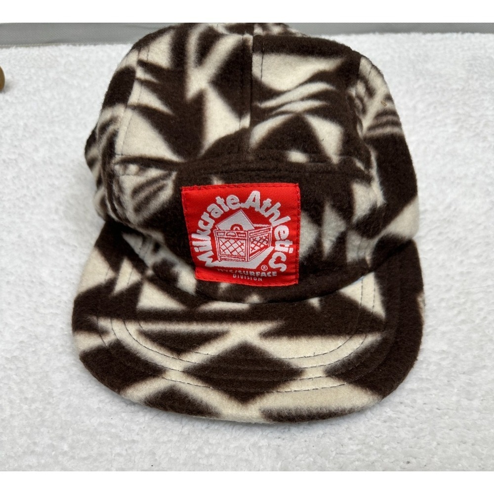 Milkcrate Athletics Aztec Fleece 5 Panel Hat Brown‎ Cream Geometric Snapback Cap